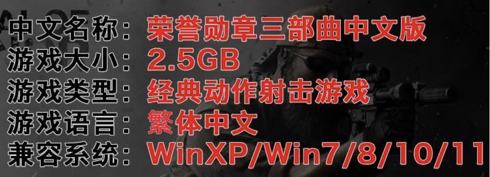 荣誉勋章三部曲(联合袭击/先头部队/突出重围)pc电脑单机经典射击游戏